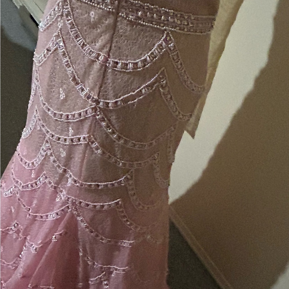 Elegant pearls Pink Lace Dress